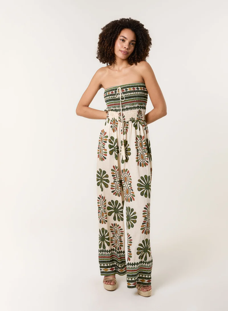 Strapless Elasticated Printed Jumpsuit